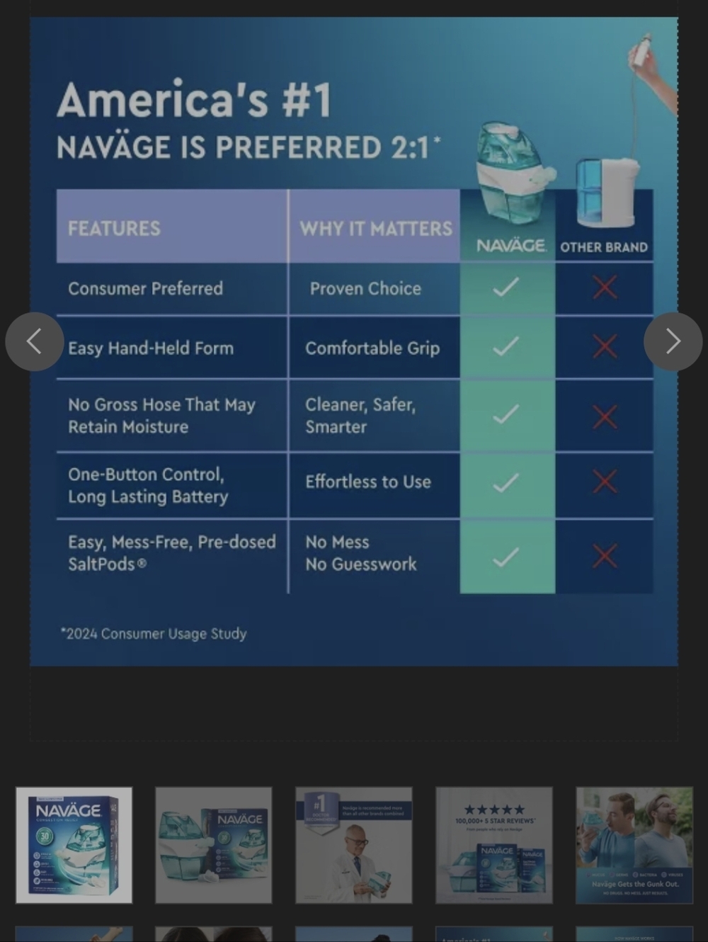 NAVAGE NASAL CARE Nose Cleanser and SaltPods: Battery-Powered, Nasal Irrigation - Picture 7 of 8